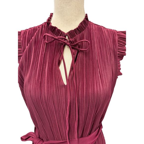 NWT!! DKNY Sheer,Pleated Dress,Bow Belt,Whimsy,Fairy,Sexy,Dark Romantic,Size 8 - Picture 2 of 7